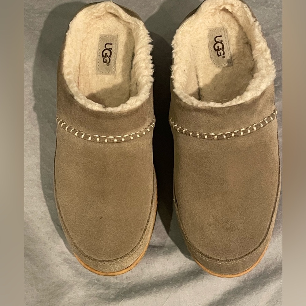 UGG Size 7.5 Lynwood Waterproof Suede Leather Clog 1098749 UGGpure Wool  Gray
